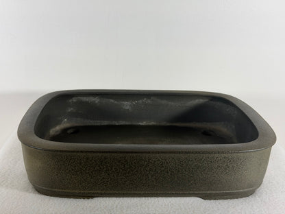 Preowned Vintage Japanese Tokoname Unglazed Rectangular Bonsai Pot Aiba Koyo - 12.5” By 10”