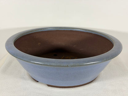 Preowned Japanese Tokoname Glazed Round Bonsai Pot Yamaaki - 13.5” By 4”