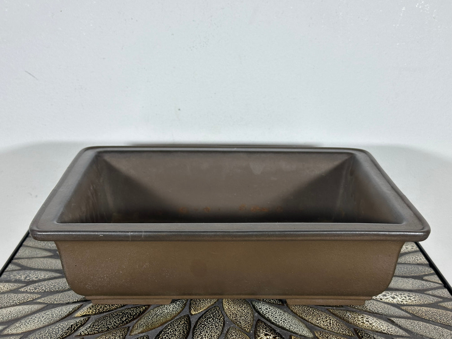 Preowned Japanese Tokoname Unglazed Rectangular Bonsai Pot Senkoen - 12” By 8.75”