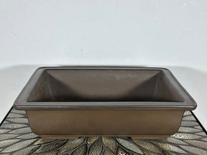 Preowned Japanese Tokoname Unglazed Rectangular Bonsai Pot Senkoen - 12” By 8.75”