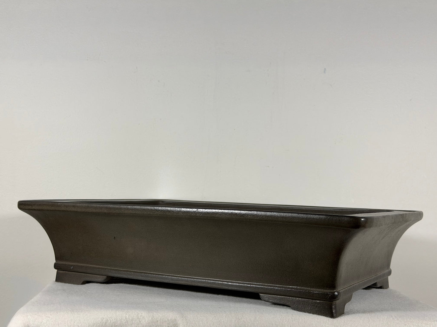 Preowned Japanese Tokoname Unglazed Rectangular Bonsai Pot Gyouzan Nakano - 16.5” By 12”