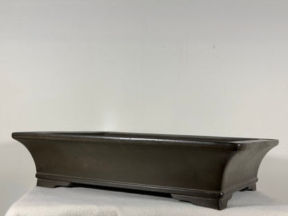Preowned Japanese Tokoname Unglazed Rectangular Bonsai Pot Gyouzan Nakano - 16.5” By 12”