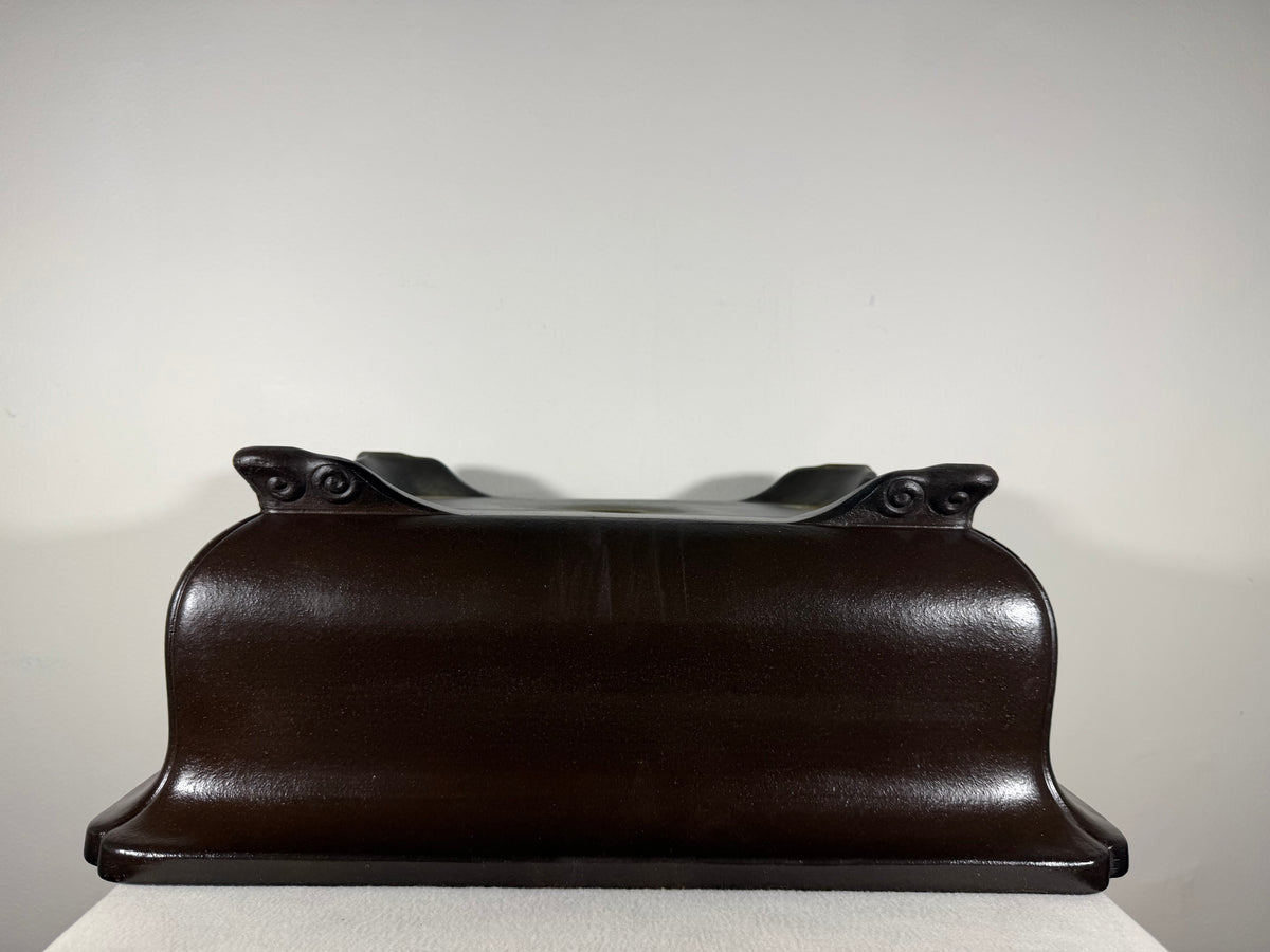Preowned Japanese Tokoname Unglazed Rectangular Bonsai Pot Keizan - 18.5” x 13.75” x 7.25”