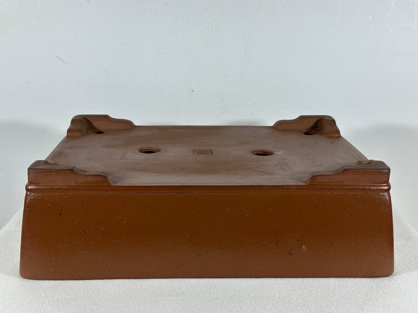 Preowned Japanese Tokoname Unglazed Rectangular Bonsai Pot Keizan - 12.5” By 9.5”