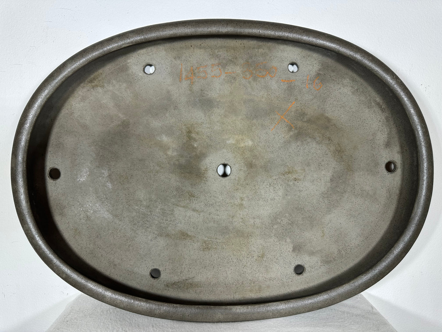 Preowned Japanese Tokoname Unglazed Oval Shallow Bonsai Pot Seizan - 20.75” By 14.75”