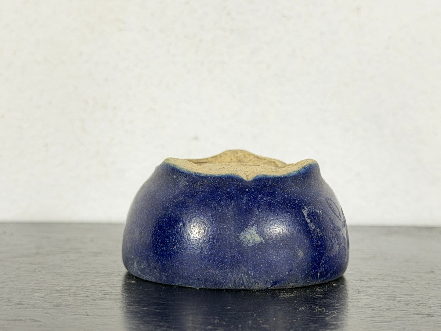 Preowned Japanese Tokoname Glazed Round Bonsai Pot Housou - 1.75” By 7:8”