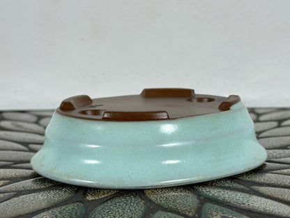 Preowned Japanese Tokoname Glazed Oval Bonsai Pot - 5.5” By 4 3/8”