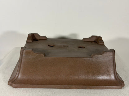 Preowned Japanese Tokoname Unglazed Rectangular Bonsai Pot Keizan - 12” By 9.25”