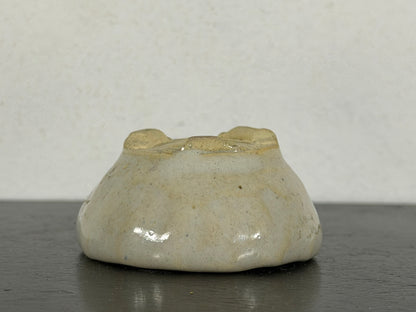Preowned Japanese Tokoname Glazed Round Bonsai Pot With Stamp - 2” By 1”