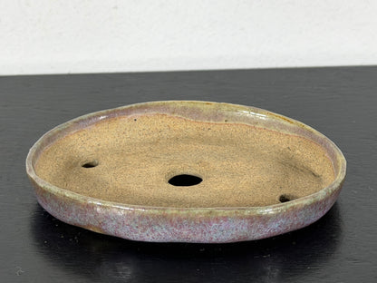 Preowned Vintage Japanese Tokoname Glazed Shallow Bonsai Pot - 3.25” By 2 3/8”