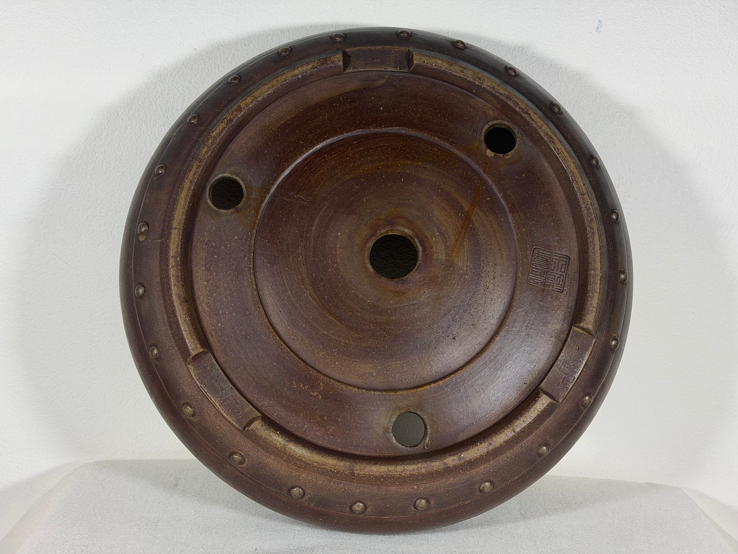 Preowned Japanese Tokoname Drum Style Bonsai Pot - 12.5” By 3 3/8”