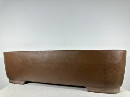 Preowned Japanese Tokoname Unglazed Rectangular Bonsai Pot Seizan - 19” By 13.75”