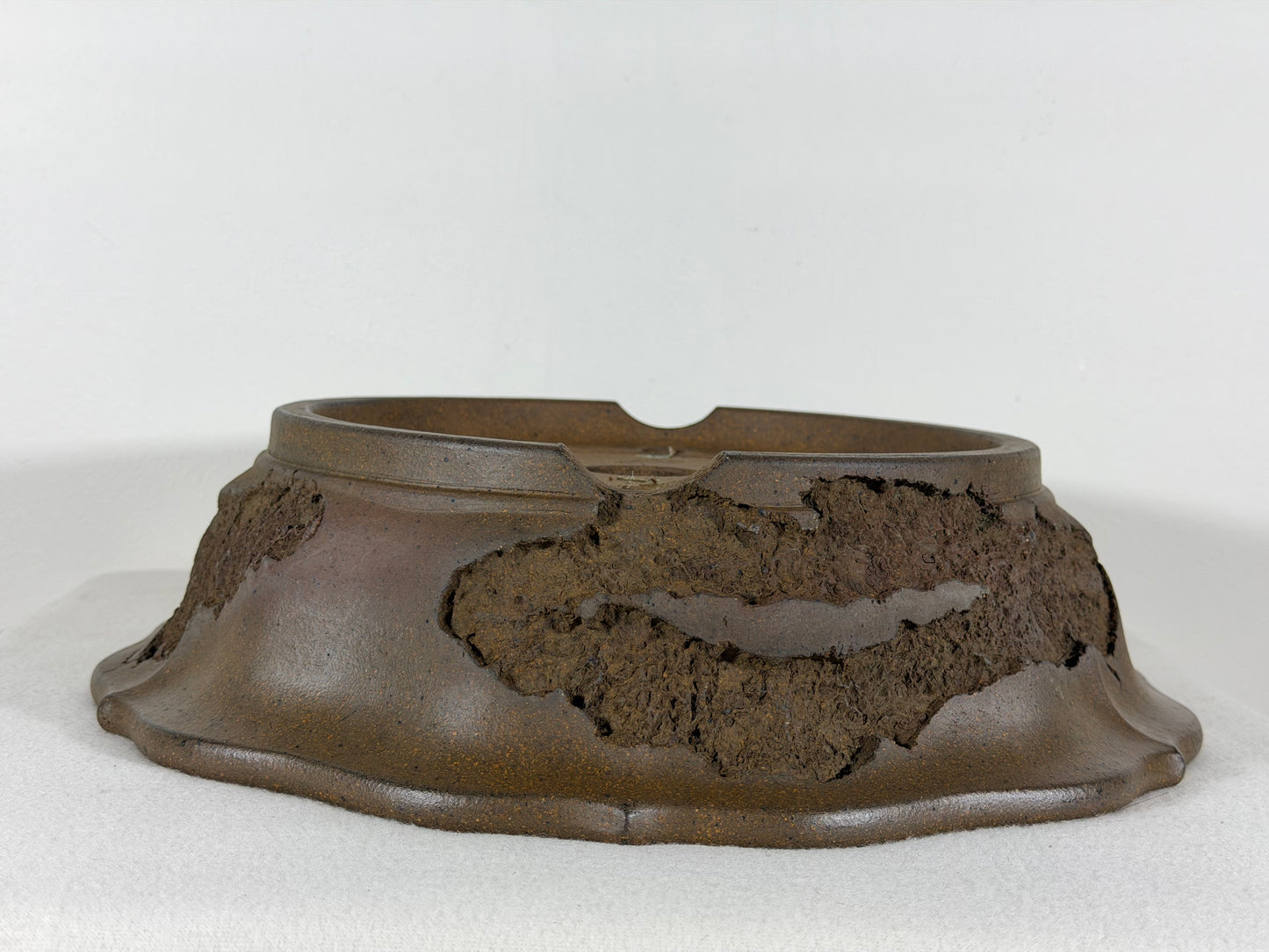 Preowned Japanese Tokoname Unglazed Rinka Style Bonsai Pot Kosyousen - 13” By 12.5”