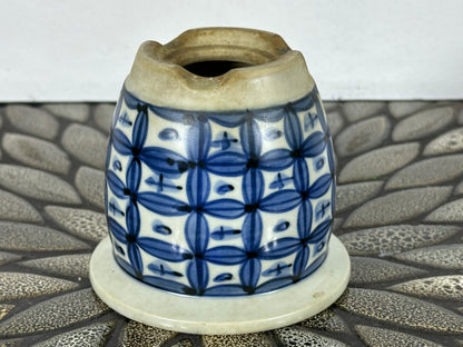 Preowned Japanese Tokoname Glazed Cascade Round Bonsai Pot Katu - 4” By 3.5”