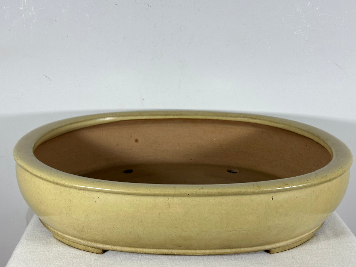 Preowned Vintage Japanese Tokoname  Glazed Oval Bonsai Pot Reiho - 17.5” By 14.25”