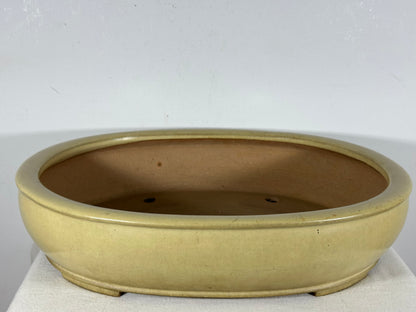 Preowned Vintage Japanese Tokoname  Glazed Oval Bonsai Pot Reiho - 17.5” By 14.25”