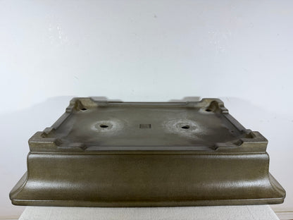 Preowned Japanese Tokoname Unglazed Rectangular Bonsai Pot Seizan - 19.5” By 13.5”