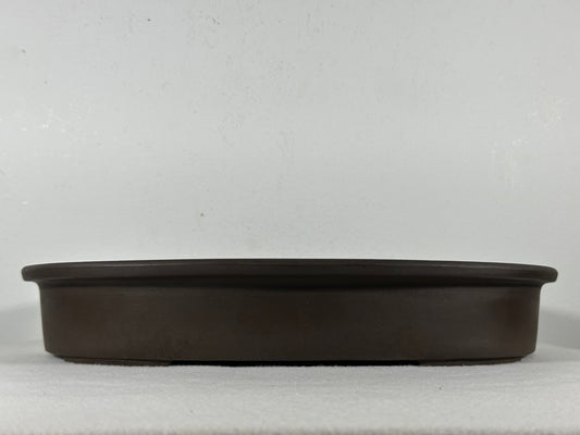 Preowned Japanese Tokoname Unglazed Shallow Oval Bonsai Pot - 13.5” By 10”