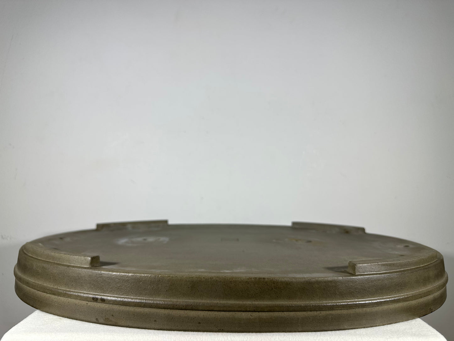 Preowned Japanese Tokoname Unglazed Oval Shallow Bonsai Pot Seizan - 24.25” By 17.25”