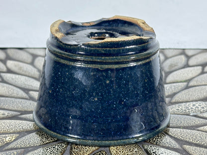 New Japanese Tokoname Round Glazed Bonsai Pot Katu - 4 3/8” By 3”