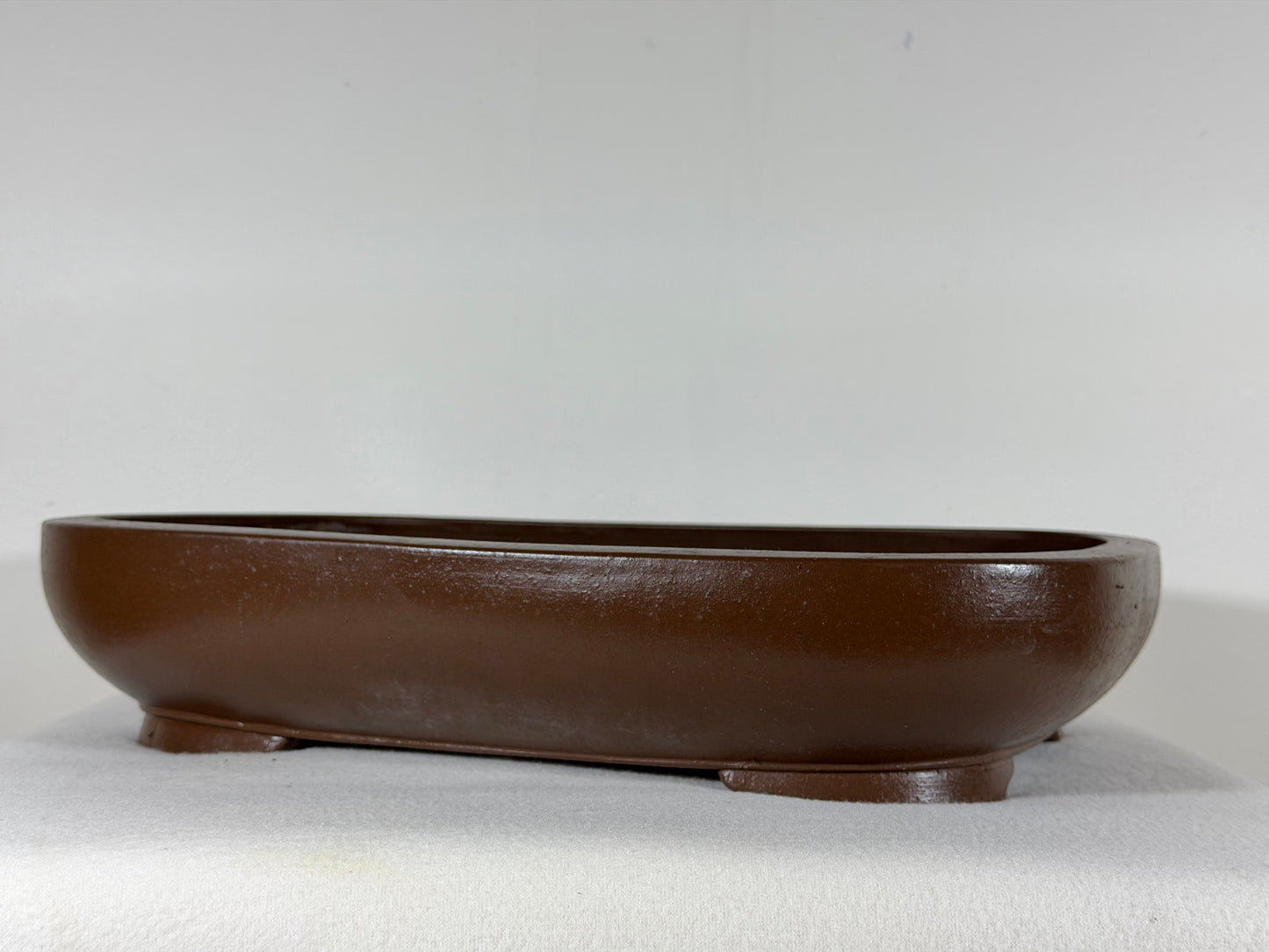 Preowned Vintage Japanese Tokoname Unglazed Rectangular Bonsai Pot Watanabe Syukouzan - 15” By 12.25”