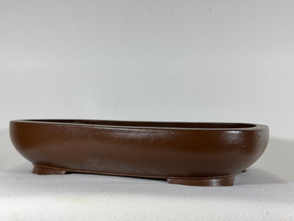 Preowned Vintage Japanese Tokoname Unglazed Rectangular Bonsai Pot Watanabe Syukouzan - 15” By 12.25”