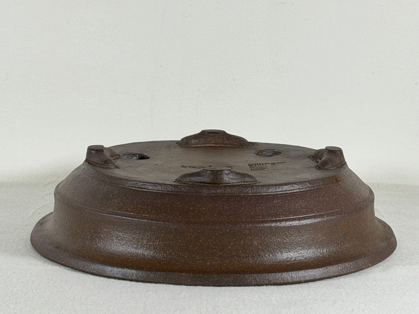 Preowned Japanese Tokoname Unglazed Round Bonsai Pot Mazan Terahata - 10.25” By 2.5”