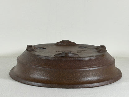 Preowned Japanese Tokoname Unglazed Round Bonsai Pot Mazan Terahata - 10.25” By 2.5”