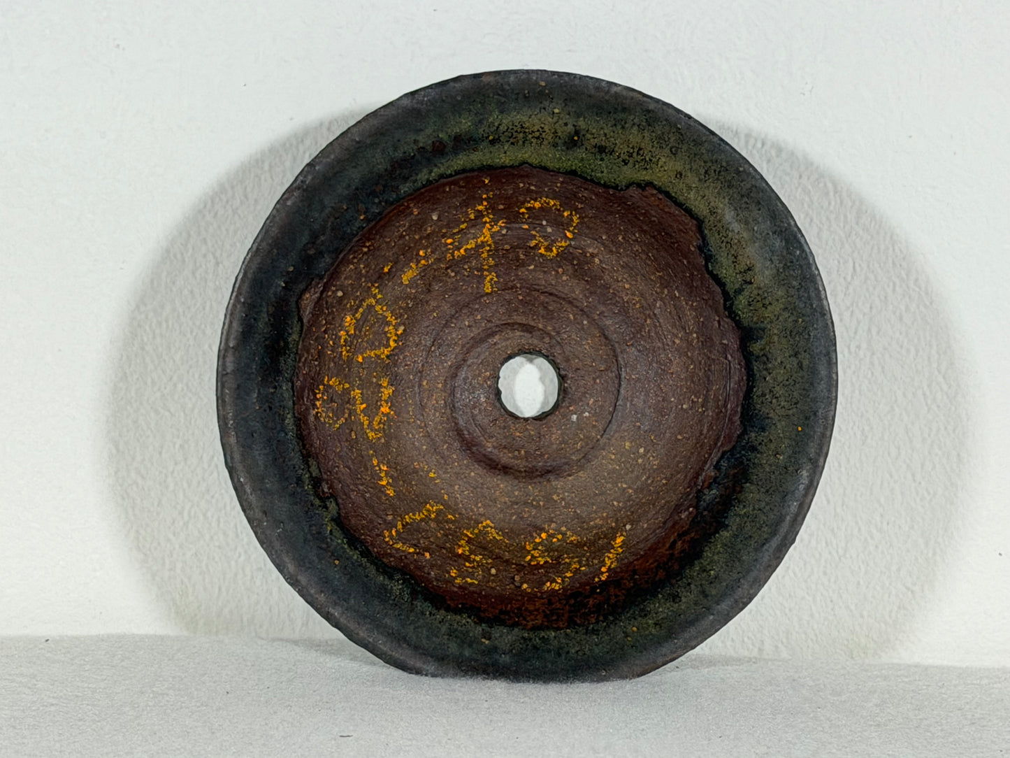 Preowned Japanese Tokoname Glazed Round Bonsai Pot - 4.75” By 1 5/8”