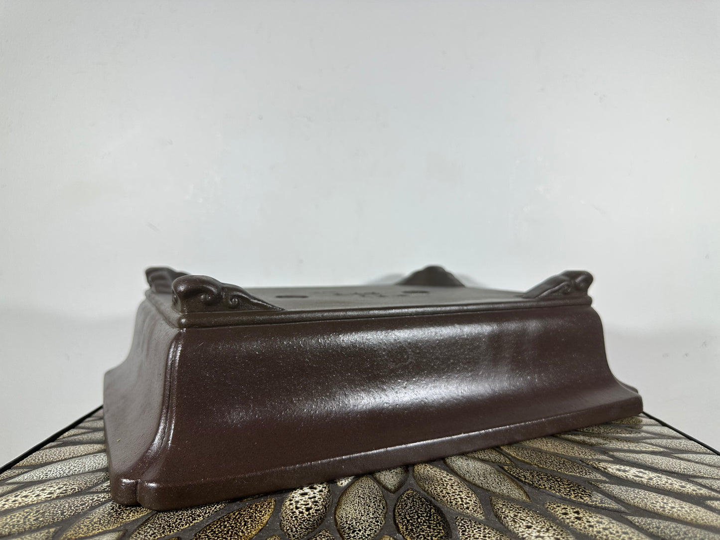Preowned Japanese Tokoname Unglazed Rectangular Bonsai Pot Yamaaki - 14.5” By 11”
