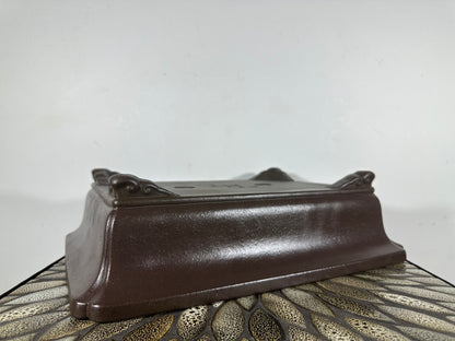 Preowned Japanese Tokoname Unglazed Rectangular Bonsai Pot Yamaaki - 14.5” By 11”