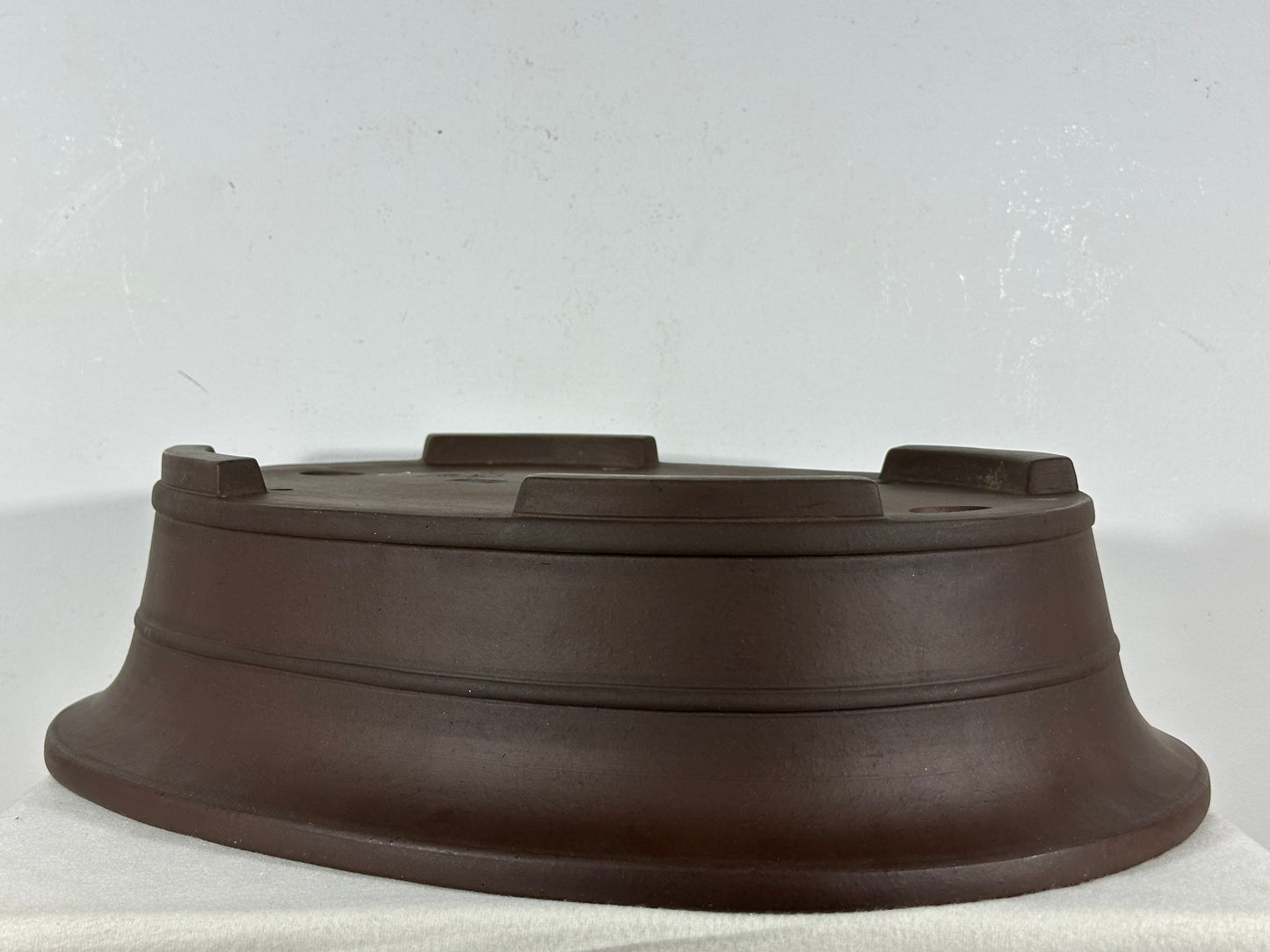 Preowned Japanese Tokoname Unglazed Oval Bonsai Pot Yamaaki - 18” By 14.5”
