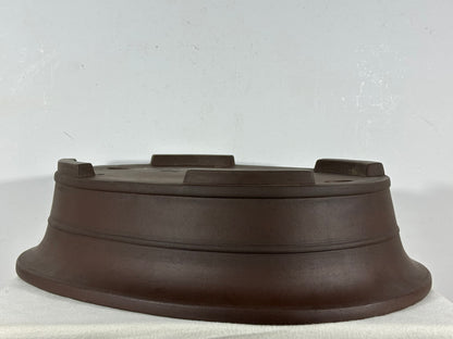 Preowned Japanese Tokoname Unglazed Oval Bonsai Pot Yamaaki - 18” By 14.5”