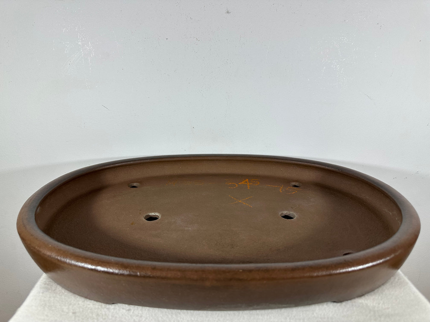 Preowned Japanese Tokoname Unglazed Oval Shallow Bonsai Pot Seizan - 20.5” By 14.5”