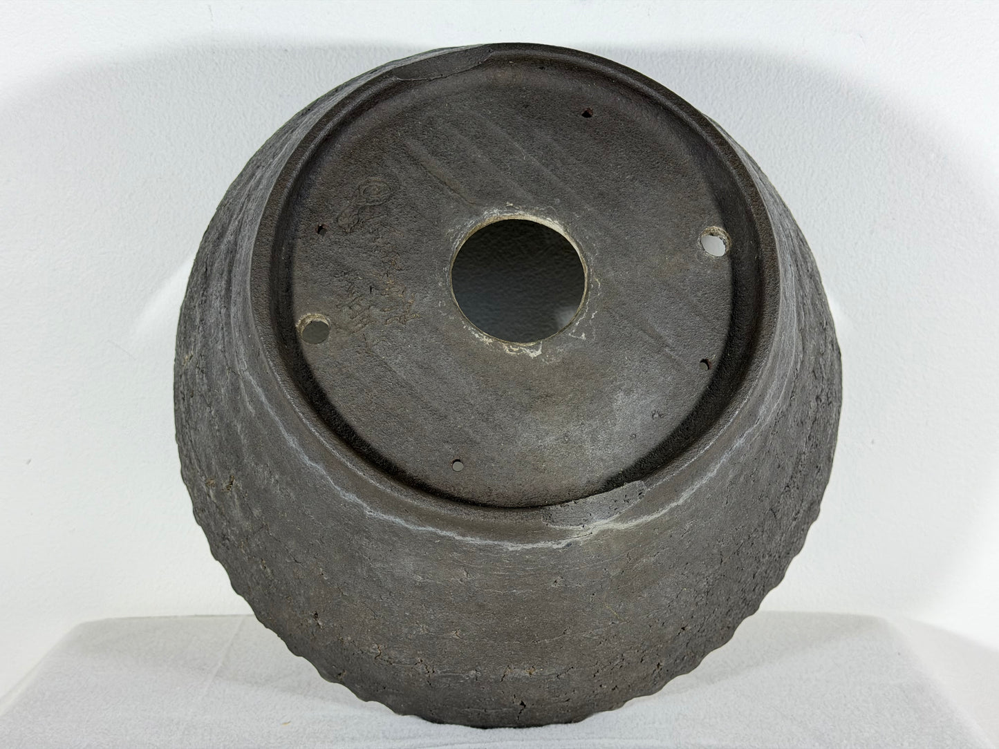 Preowned Japanese Tokoname Unglazed Round Bonsai Pot Jyuoudou - 12.25” By 5.75”