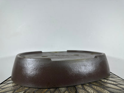 Preowned Japanese Tokoname Unglazed Oval Bonsai Pot Yamaaki - 16.75” By 13.25”
