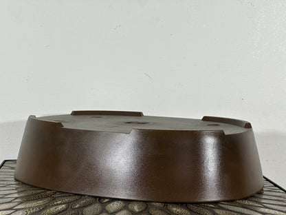 Preowned Japanese Tokoname Unglazed Oval Bonsai Pot Sankyu - 14 3/8” By 11”