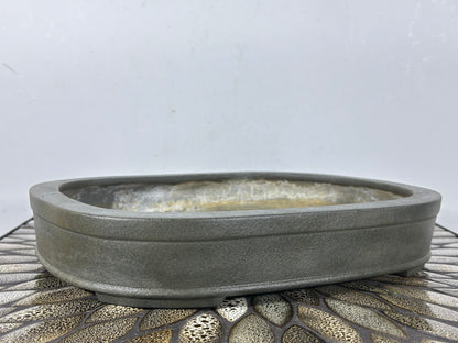 Preowned Japanese Tokoname Unglazed Oval  Bonsai Pot Yamaaki - 11.75” By 8.5”