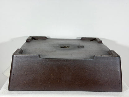 Preowned Japanese Tokoname Unglazed Square Bonsai Pot Syousen - 14.5” By 4.5”
