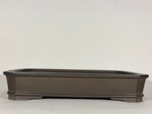 Preowned Japanese Tokoname Unglazed Rectangular High Quality Bonsai Pot Gyouzan Nakano - 13.75” By 9.75”