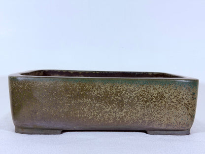 Preowned Japanese Tokoname Glazed Rectangular Bonsai Pot Aiba Koyo - 13” By 10”