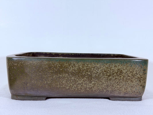 Preowned Japanese Tokoname Glazed Rectangular High Quality Bonsai Pot Aiba Koyo - 13” By 10”