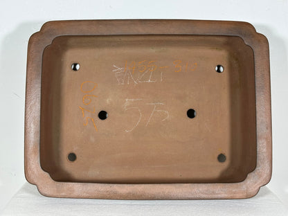 Preowned Japanese Tokoname Unglazed Rectangular Bonsai Pot Seizan - 14.5” By 11”