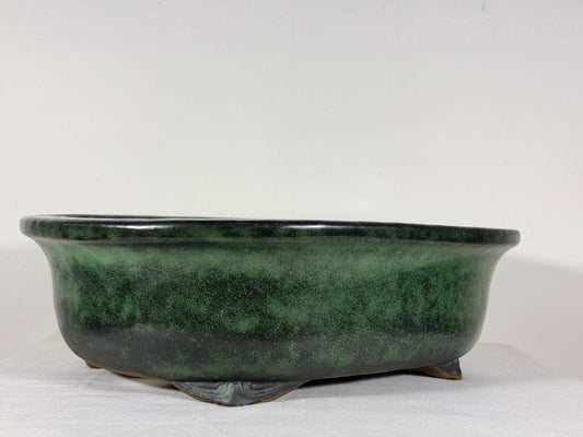 Preowned Japanese Tokoname Glazed Oval High Quality Bonsai Pot Syuhou Yoshimura - 13.75” By 10.75”
