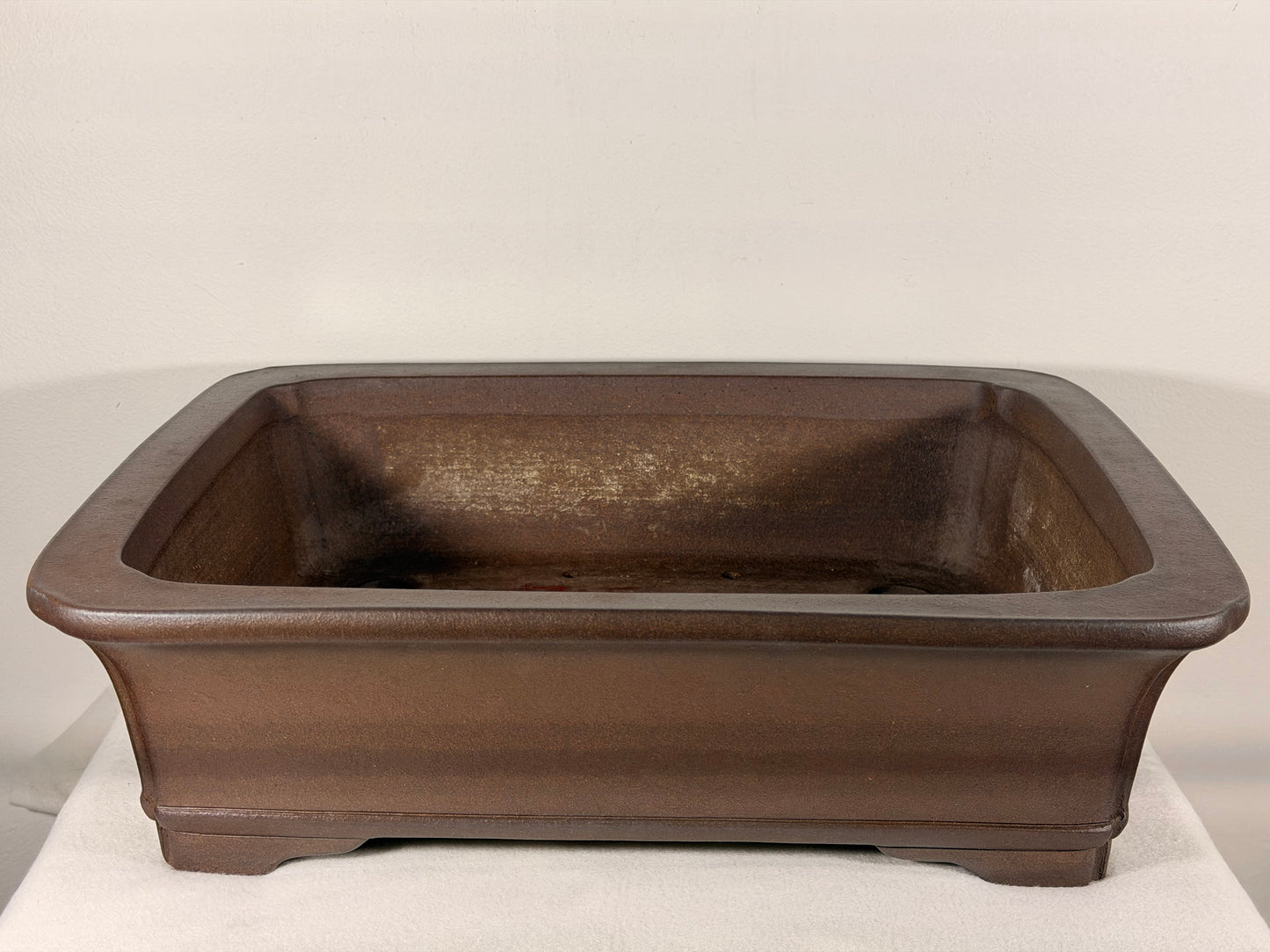 Preowned Japanese Tokoname Unglazed Rectangular Bonsai Pot Yuji Nakano - 16.25” By 13”
