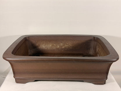 Preowned Japanese Tokoname Unglazed Rectangular Bonsai Pot Yuji Nakano - 16.25” By 13”