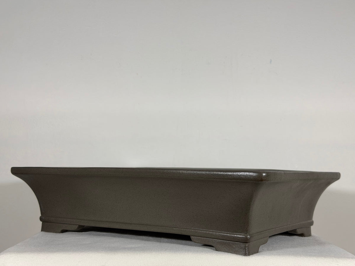 Preowned Japanese Tokoname Unglazed Rectangular Bonsai Pot Gyouzan Nakano - 16.5” x 12” x 4”