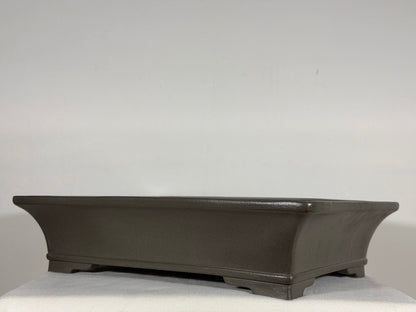 Preowned Japanese Tokoname Unglazed Rectangular Bonsai Pot Gyouzan Nakano - 16.5” x 12” x 4”