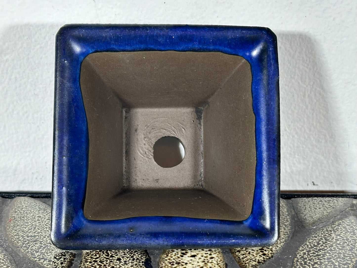 Preowned Japanese Glazed Square Bonsai Pot - 3 1/8” By 1.75”