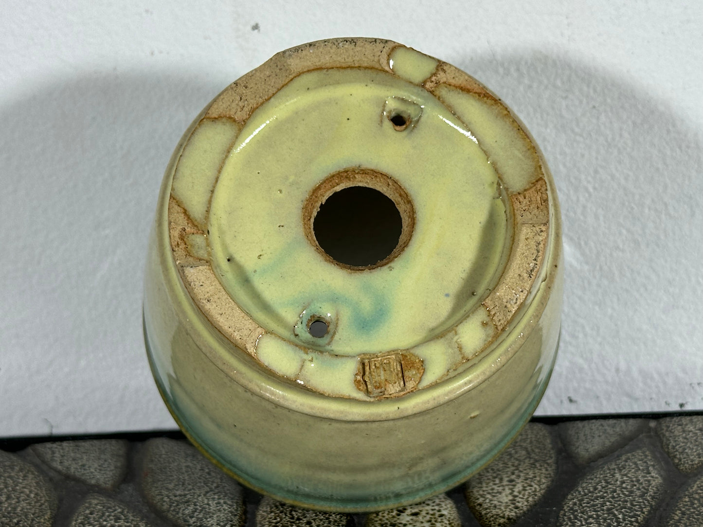 New Japanese Tokoname Round Glazed Bonsai Pot Katu - 4 1/8” By 2.75”